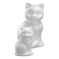 Rayher hobby materialen Set van 5x stuks Piepschuim katten figuur 13 cm Wit
