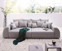 DELIFE Big-Sofa Violetta 310x135 cm Grau abgesteppt mit Kissen
