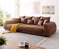 DELIFE Big-Sofa Violetta 310x135 cm Braun Antik Optik mit Kissen