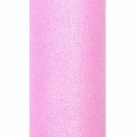 4x stuks rollen Glitter tule gaatjes stof roze 15 x 900 cm breed Roze