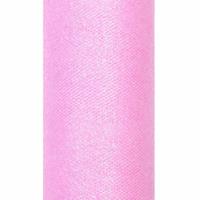 3x stuks rollen Glitter tule gaatjes stof roze 15 x 900 cm breed Roze