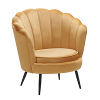 beliani Moderner Retro-Sessel aus Samtstoff in Gelb mit Metallbeinen Lovikka - Gelb