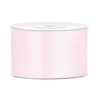 1x Hobby/decoratie licht poeder roze satijnen sierlinten 3,8 cm/38 mm x 25 meter Roze - Cadeaulinten