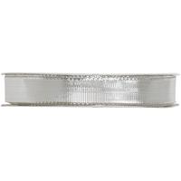 Santex 1x Hobby/decoratie metallic zilveren sierlinten met glitters 9 mm x 25 meter - Cadeaulinten