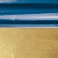 2x rollen knutsel folie blauw/goud 50 x 80 cm - Cadeaupapier