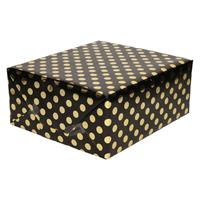 4x rollen zwart folie inpakpapier/cadeaupapier gouden stip 200 x 70 cm - Cadeaupapier