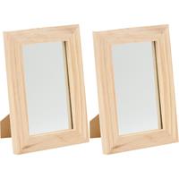 2x Houten spiegels 13,5 x 19,5 cm DIY hobby/knutselmateriaal - Knutselartikelen
