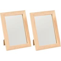2x Houten spiegels 29 x 34,5 cm DIY hobby/knutselmateriaal - Knutselartikelen
