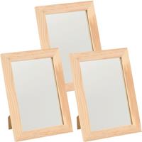 3x Houten spiegels 29 x 34,5 cm DIY hobby/knutselmateriaal - Knutselartikelen