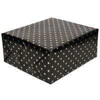 Shoppartners 4x rollen inpakpapier/cadeaupapier holografisch zwart sterren 150 x 70 cm - Cadeaupapier