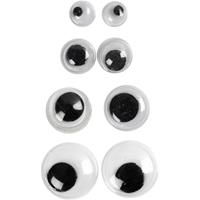 120x Wiebel oogjes/googly eyes 4-6-8-10 mm - Hobbybasisvoorwerp