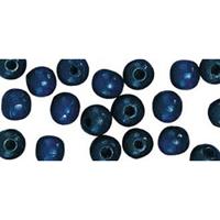 Rayher hobby materialen 460x stuks donkerblauwe houten kralen 6 mm - Hobbykralen