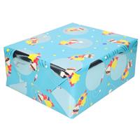 Shoppartners 4x rollen inpakpapier/cadeaupapier blauw vos met masker 200 x 70 cm op rol - Cadeaupapier