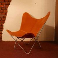 hardoy Chair mit Leder Bezug Sessel   Gestell: Edelstahl  Bezug : Leder natur