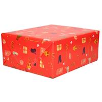 Bellatio 1x Rollen Kerst inpakpapier/cadeaupapier rood 2,5 x 0,7 meter -