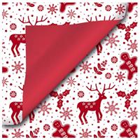Bellatio 2x Rollen Kerst inpakpapier/cadeaupapier wit/rood 2,5 x 0,7 meter -