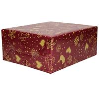 Bellatio 4x Rollen Kerst inpakpapier/cadeaupapier bordeaux rood 2,5 x 0,7 meter -