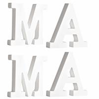 Rayher hobby materialen Houten deco hobby letters - 4x losse witte letters om het woord MAMA te maken -