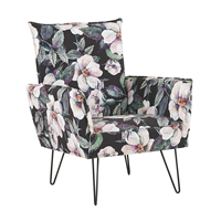 beliani Moderner Sessel schwarzer Polsterbezug mit Blumenmuster Ribe - Bunt