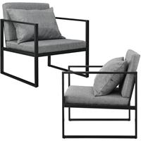 [en.casa] 2x Design Lehnstuhl Relaxsessel Esszimmer Stuhl Sessel Polstersessel - 