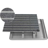 EMCO Eingangsmatte DIPLOMAT Large Rips hellgrau + ALU Bodenwanne Fußmatte Schuhabstreifer Fußabstreifer: 600 x 400 mm
