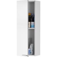 Dmora - Hängender Säulenschrank für das Badezimmer mit einer Tür und einem Innenregal, Farbe glänzend Weiß, 30 x 85 x 25 cm.