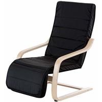 homcom Relaxsessel Ruhesessel Relaxstuhl Fernsehsessel Sessel modern Balkon verstellbares Fußteil Auflage Holz Schwarz 66,5 x 81 x 100cm - 