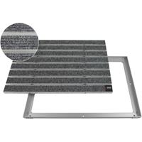 EMCO Eingangsmatte DIPLOMAT Large Rips hellgrau 22mm + ALU Rahmen Fußmatte Schmutzfangmatte Fußabtreter Antirutschmatte: 600 x 400 mm