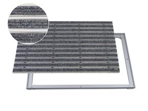 Fußmatte EMCO Eingangsmatte DIPLOMAT Rips hellgrau 12mm + ALU Rahmen Fußmatte Schmutzfangmatte Fußabtreter Antirutschmatte, Emco, rechteckig, Höhe: 12 mm, geeignet für den 