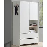 Jugendzimmer Kleiderschrank 2-trg. mit 2 Schubkästen SLIGO-12, Lack weiß B x H x T ca. 90 x 180 x 55cm