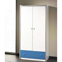 Kleiderschrank BONNY-12, 2-trg, 100cm, Weiß Blau