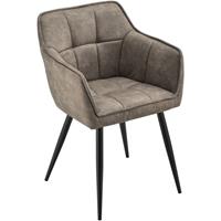 [en.casa] Sessel mit Rücken- und Armlehnen Lehnensessel 79x56x54 cm Chair Wildlederimitat Metallbeine Taupe Schwarz - 
