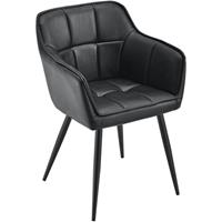 [en.casa] Sessel mit Rücken- und Armlehnen Lehnensessel 79x56x54 cm Chair Kunstleder Metallbeine Schwarz Schwarz - 