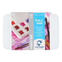 Van Gogh Aquarelverf pocket box roze en violetten met 12 kleuren in halve napjes