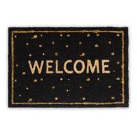 relaxdays Fußmatte Welcome Kokos, HBT: 1,5 x 60 x 40 cm, Glitter, gepunktet, rutschfest, Kokosfaser, Gummi, mehrfarbig - 