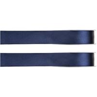 2x Hobby/decoratie navyblauwe satijnen sierlinten 1 cm/10 mm x 25 meter -