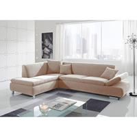 Ecksofa links mit Sofa 2,5-Sitzer rechts TERRENCE-23 feines Strukturgewebe Farbe sand Sitzhärte weich B: 270cm T: 190cm H: 76cm