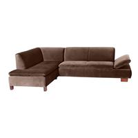 Ecksofa links mit Sofa 2,5-Sitzer rechts TERRENCE-23 Samtvelours Farbe braun Sitzhärte weich B: 270cm T: 190cm H: 76cm