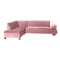 Ecksofa links mit Sofa 2,5-Sitzer rechts TERRENCE-23 Samtvelours Farbe rosé Sitzhärte weich B: 270cm T: 190cm H: 76cm