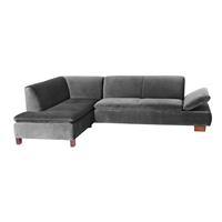 Ecksofa links mit Sofa 2,5-Sitzer rechts TERRENCE-23 Samtvelours Farbe anthrazit Sitzhärte weich B: 270cm T: 190cm H: 76cm