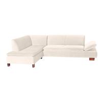 Ecksofa links mit Sofa 2,5-Sitzer rechts TERRENCE-23 Samtvelours Farbe creme Sitzhärte weich B: 270cm T: 190cm H: 76cm