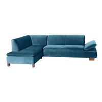 Ecksofa links mit Sofa 2,5-Sitzer rechts TERRENCE-23 Samtvelours Farbe petrol Sitzhärte weich B: 270cm T: 190cm H: 76cm