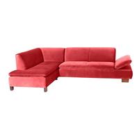 Ecksofa links mit Sofa 2,5-Sitzer rechts TERRENCE-23 Samtvelours Farbe rot Sitzhärte weich B: 270cm T: 190cm H: 76cm