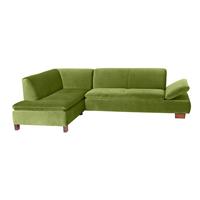 Ecksofa links mit Sofa 2,5-Sitzer rechts TERRENCE-23 Samtvelours Farbe oliv Sitzhärte weich B: 270cm T: 190cm H: 76cm