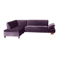 Ecksofa links mit Sofa 2,5-Sitzer rechts TERRENCE-23 Samtvelours Farbe purple Sitzhärte weich B: 270cm T: 190cm H: 76cm