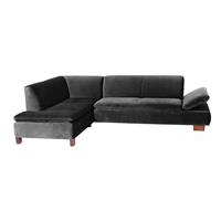 Ecksofa links mit Sofa 2,5-Sitzer rechts TERRENCE-23 Samtvelours Farbe schwarz Sitzhärte weich B: 270cm T: 190cm H: 76cm