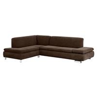 Ecksofa links mit Sofa 2,5-Sitzer rechts TERRENCE-23 Veloursstoff Farbe braun Sitzhärte weich B: 270cm T: 190cm H: 76cm