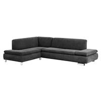 Ecksofa links mit Sofa 2,5-Sitzer rechts TERRENCE-23 Veloursstoff Farbe anthrazit Sitzhärte weich B: 270cm T: 190cm H: 76cm