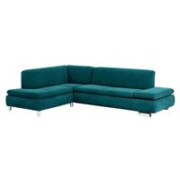 Ecksofa links mit Sofa 2,5-Sitzer rechts TERRENCE-23 Veloursstoff Farbe petrol Sitzhärte weich B: 270cm T: 190cm H: 76cm