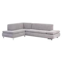 Ecksofa links mit Sofa 2,5-Sitzer rechts TERRENCE-23 Veloursstoff Farbe silber Sitzhärte weich B: 270cm T: 190cm H: 76cm